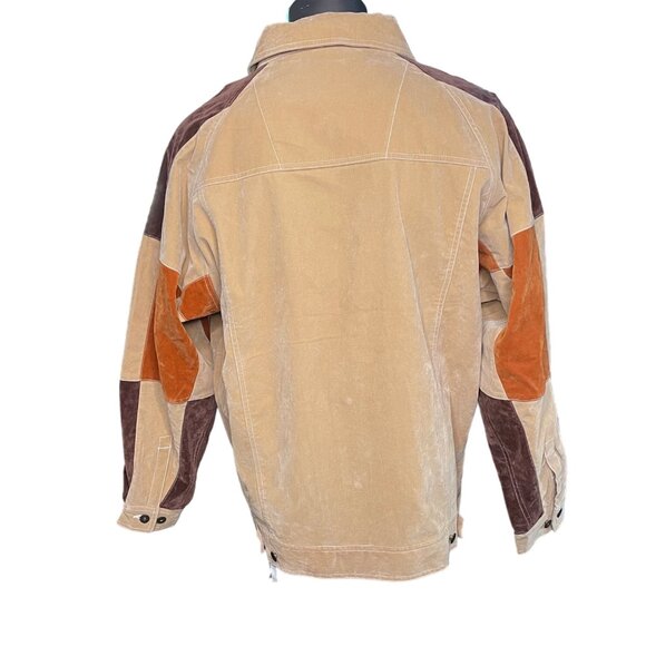 Mens Koman Suede Jacket Button Down Coat Color Blocked Size L New u - Picture 7 of 16